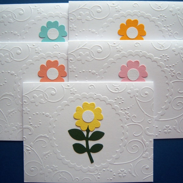 Set of Five  Blossom Flower Notecards