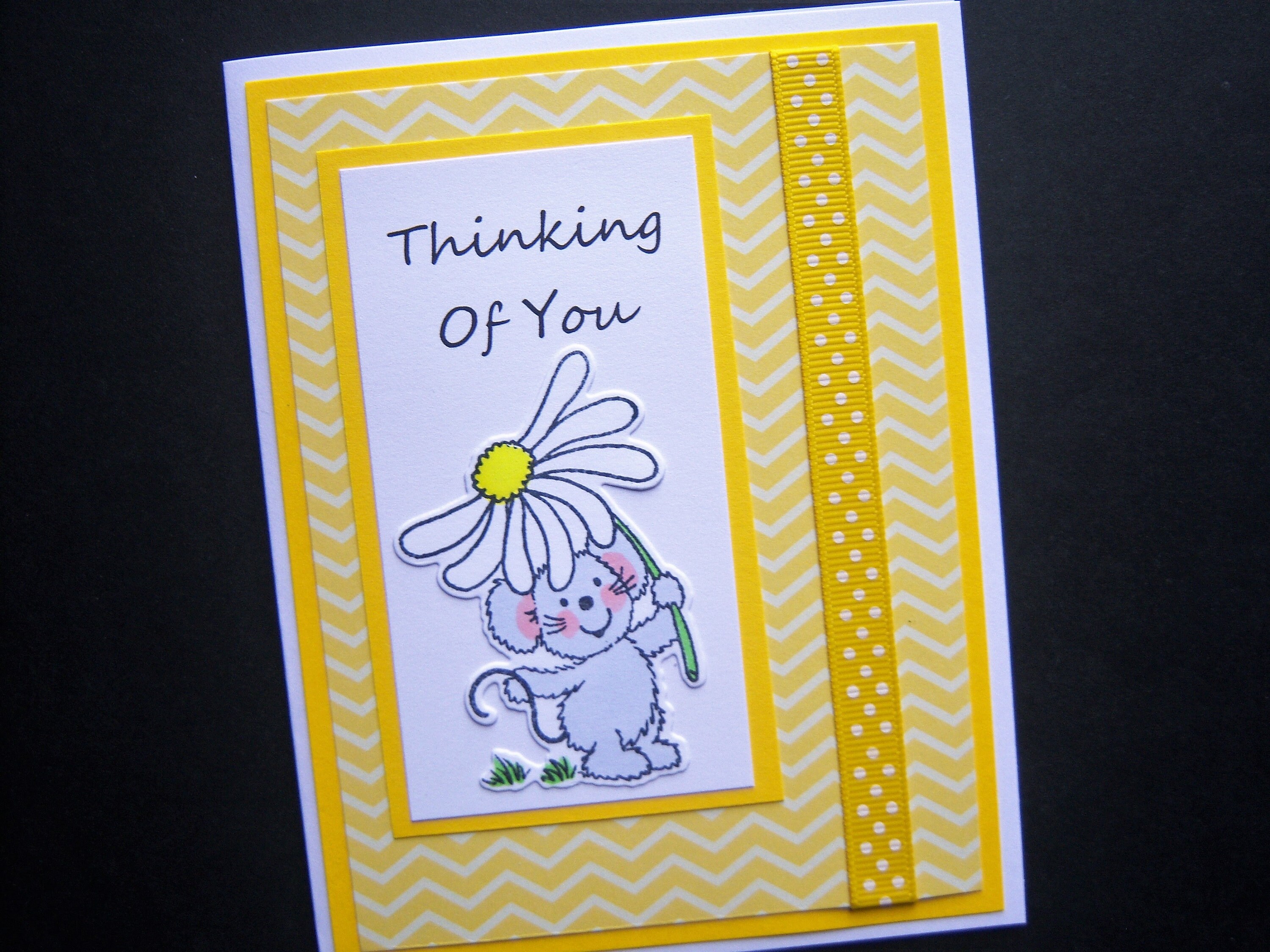 Mouse with Daisy Thinking of You Card