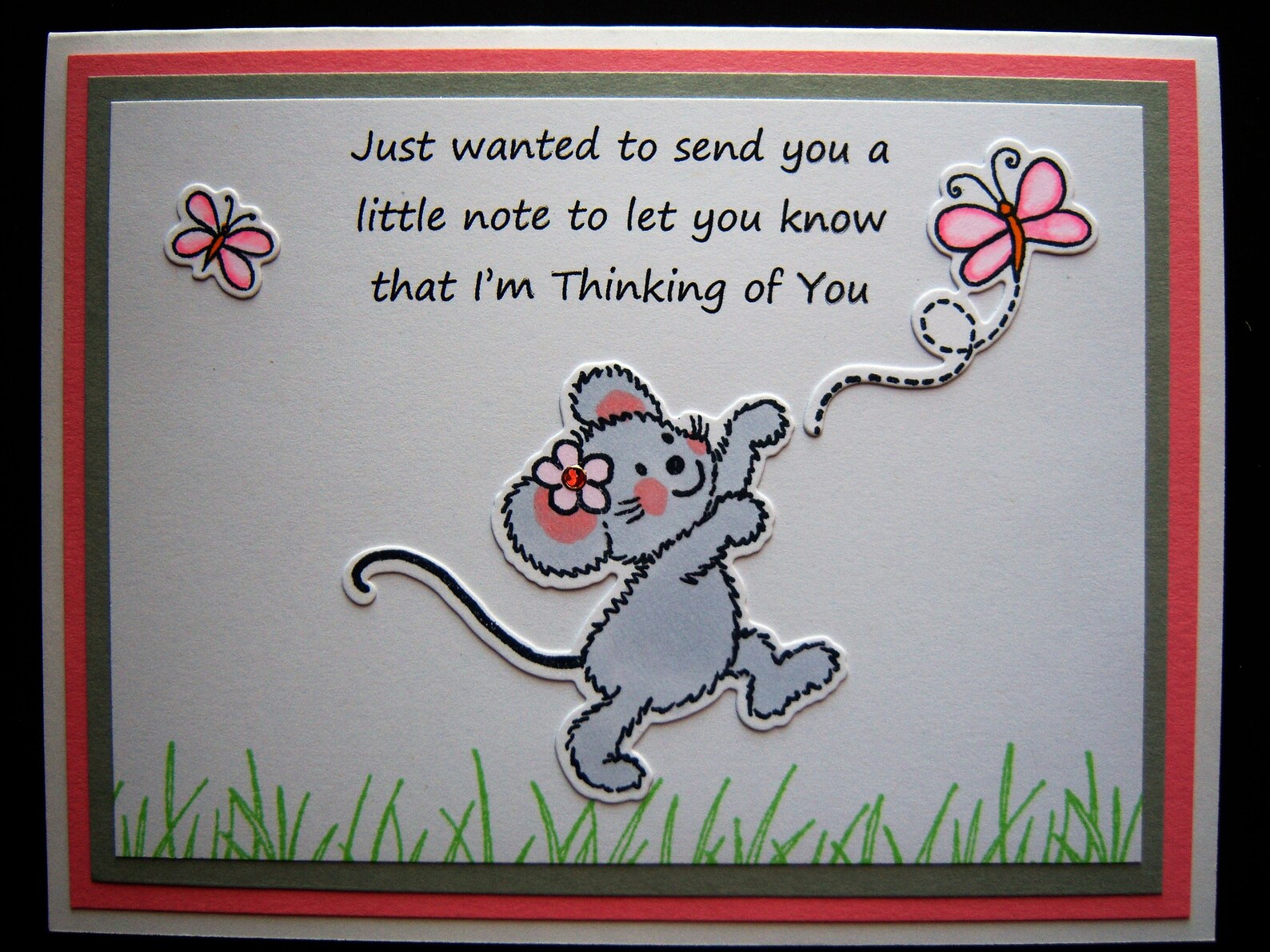 Mouse With Butterflies Thinking of You Card Etsy