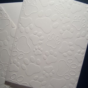 Set of Six Embossed Dog Paw Print Notecards