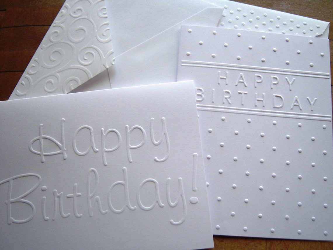Set of 5 Embossed Birthday Cards Etsy