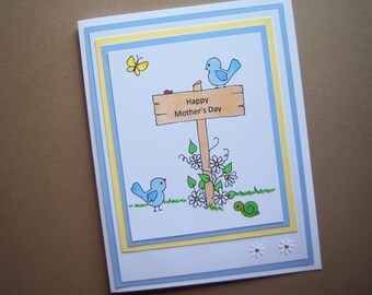 Birds with Flowered Sign Mother's Day Card