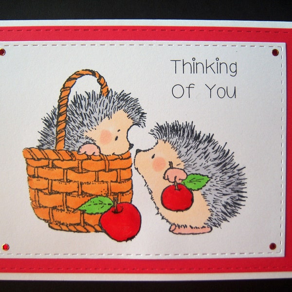 Two Hedgehogs Thinking of You Card