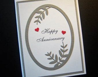 Bordering Leaves Frame Anniversary Card