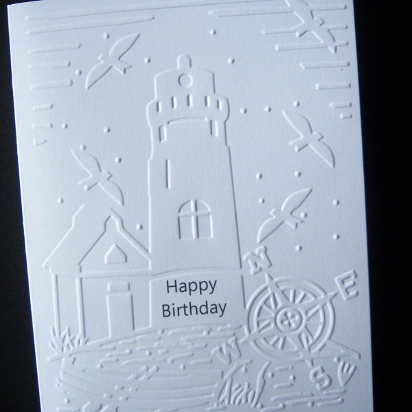 Embossed Lighthouse Birthday Card