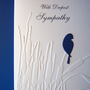 Embossed Cattails and Bird Sympathy Card