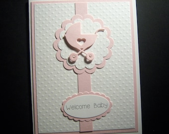 Pink Buggy Baby Card