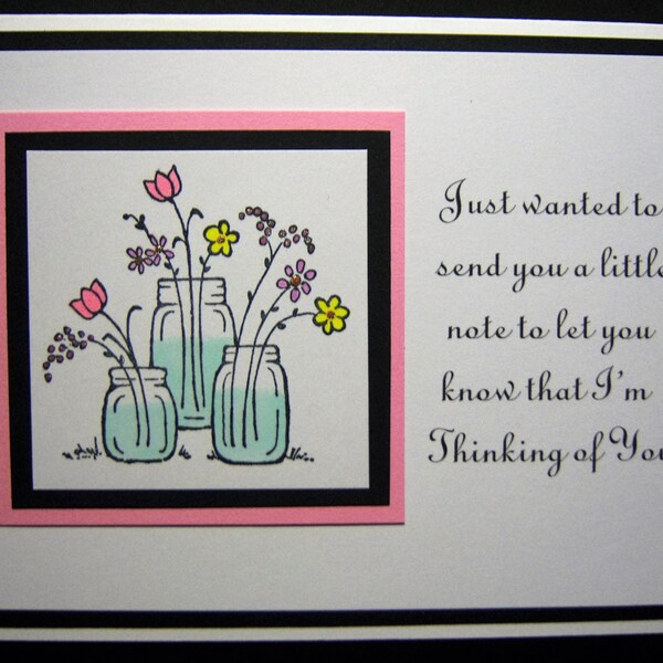 Mason Jars with Flowers Thinking of You Card