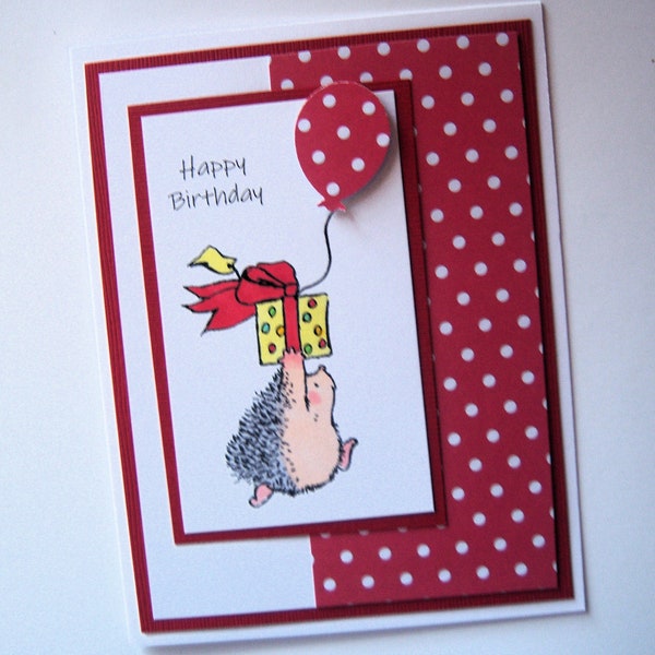 Hedgehog Carrying Present Birthday Card