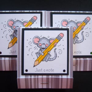 Set of Three Max Mouse with Pencil Matchbook Sticky Notes