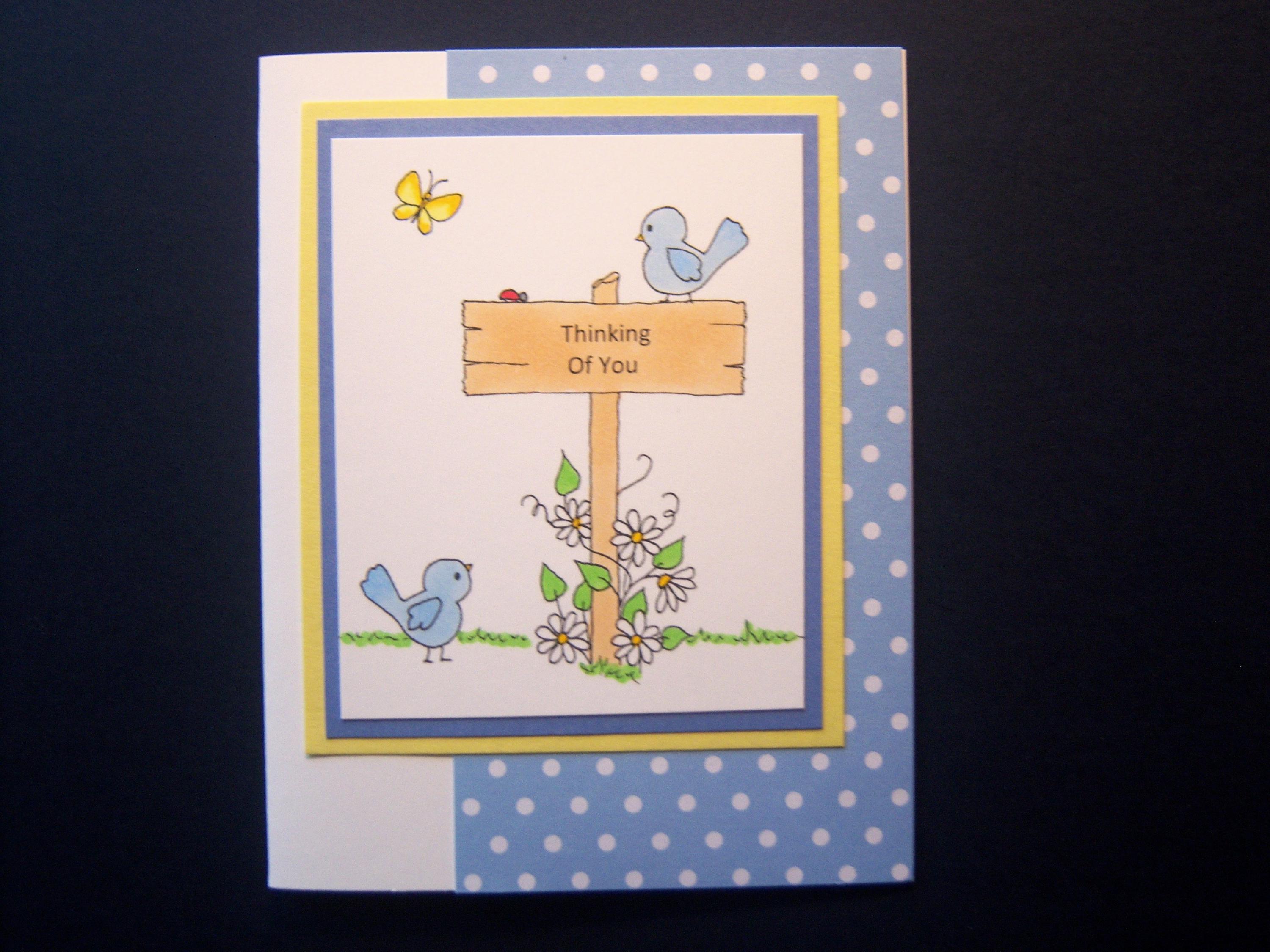 Birds With Flowered Sign Thinking of You Card - Etsy