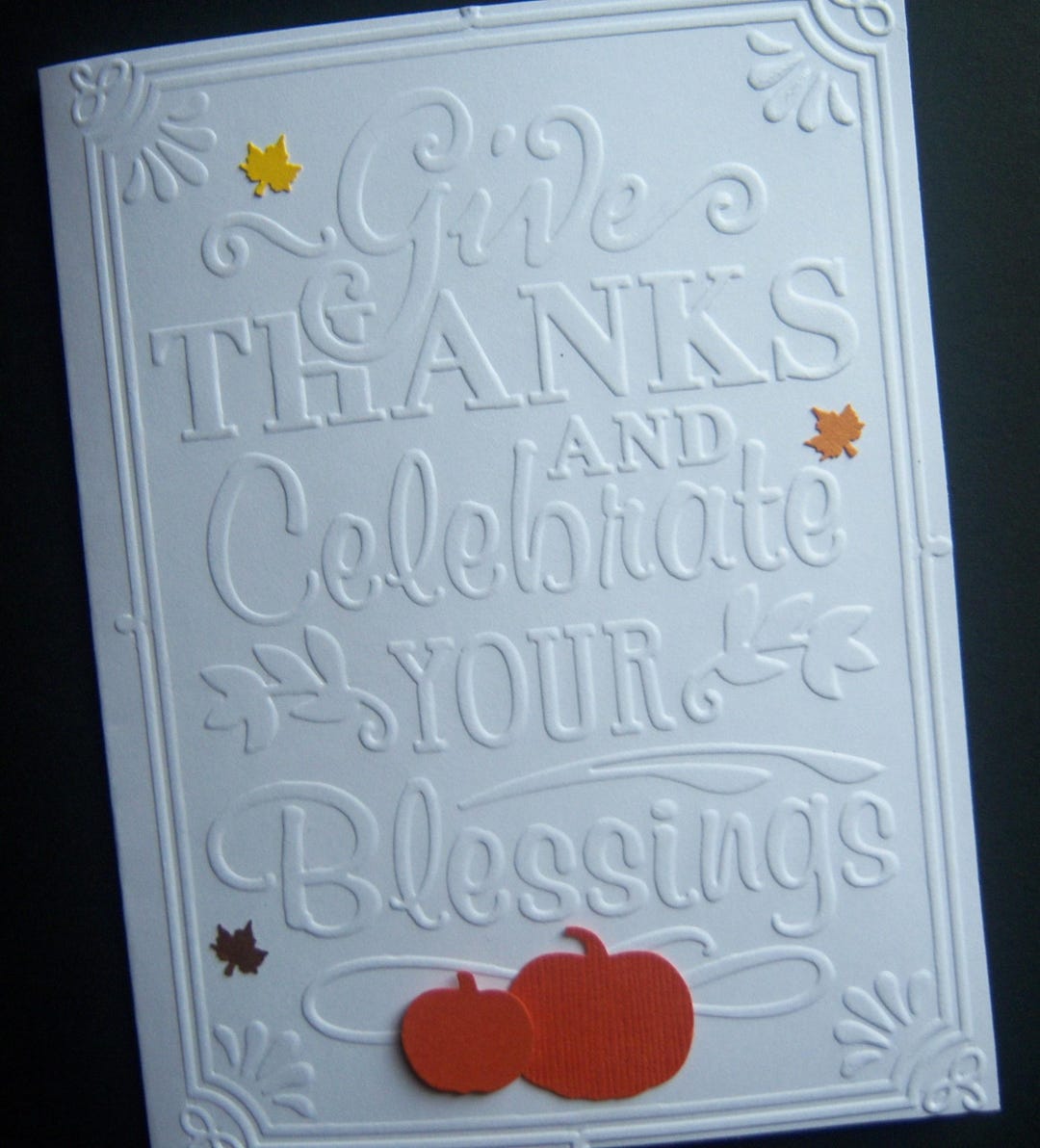 Set of Five Embossed Give Thanks With Pumpkins and Leaves Thanksgiving ...
