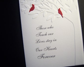 Embossed Tree with Cardinals Sympathy Card