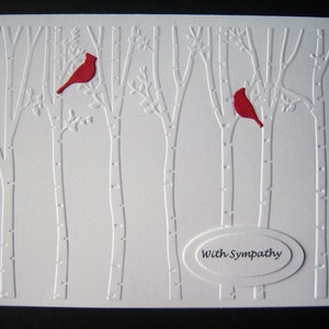 Red Cardinals in Birch Trees Sympathy Card