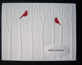 Red Cardinals in Birch Trees Sympathy Card