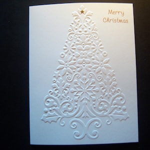 Set of 10 Embossed Fancy Christmas Tree Cards