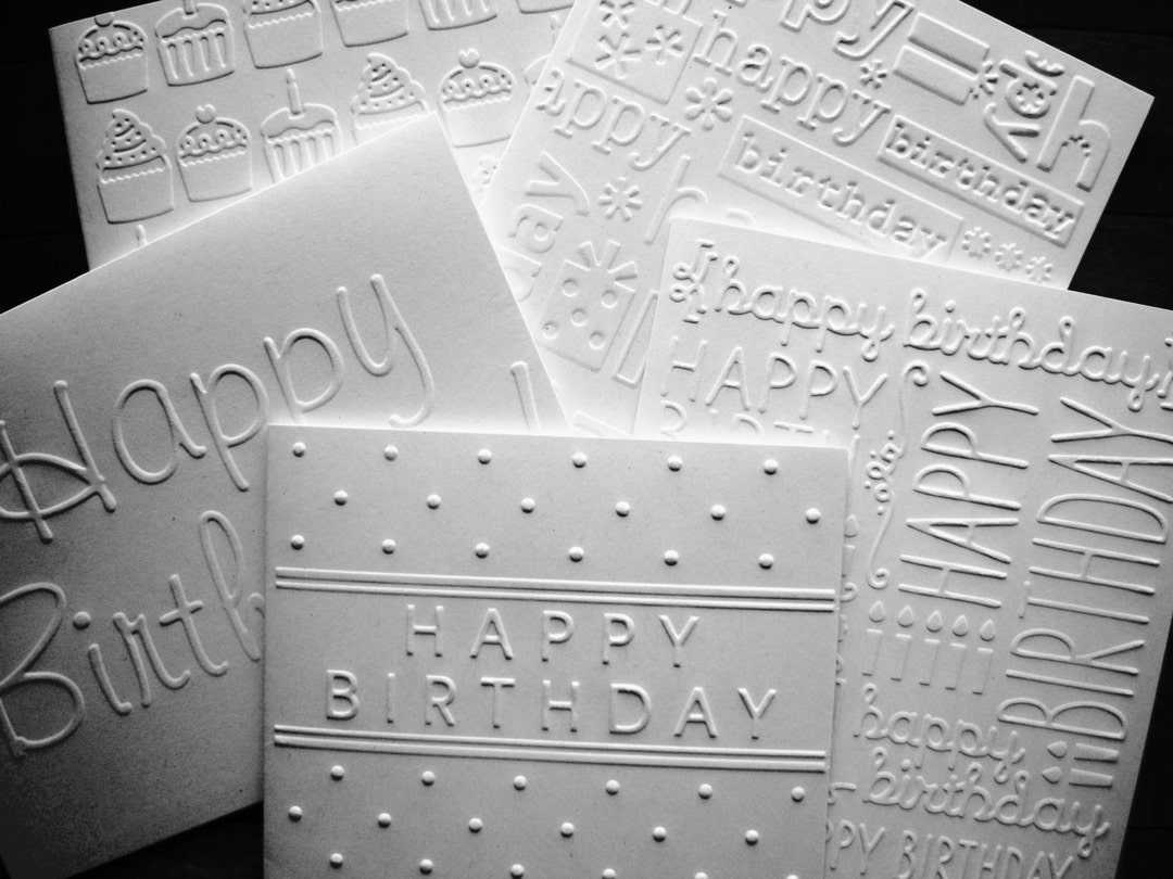 Set of 5 Embossed Birthday Cards - Etsy