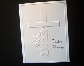 Set of 6 Embossed Cross with Lilies Easter Cards