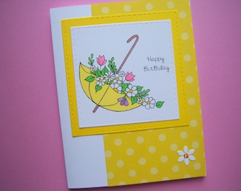 Umbrella of Flowers Birthday Card