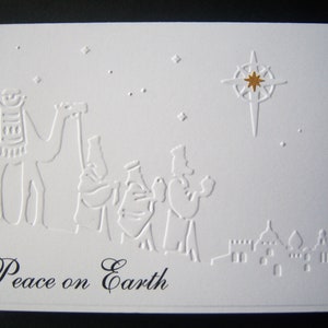 Juego de 10 tarjetas navideñas con los Reyes Magos en relieve