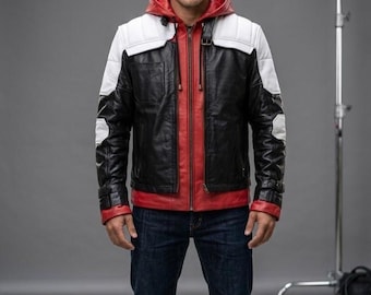 Red Hood Arkham Knight Leather Jacket & Vest | Batman Cosplay Costume Jason Todd Outfit | Red Hood Jacket Handmade Genuine Leather