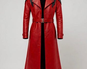 Dante Cosplay Coat DMC Red Trench Coat | Devil May Cry Inspired Long Leather Coat | Anime Gaming Costume