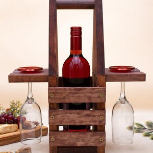 Rustic Wooden Wine Tote With Glass Holders – Handcrafted Carrier - Etsy
