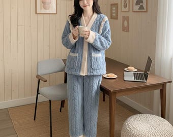 Coral Fleece Pajama Set – Women's Thickened Winter Loungewear