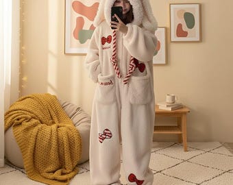 Cartoon Fleece Onesie: Unisex Hooded Loungewear
