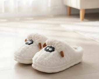Sheep Plush Slippers, Korean Style Faux Fur House Shoes