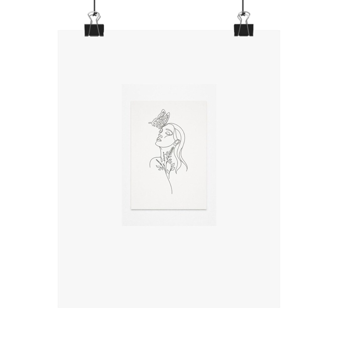 Minimalist One Line Face Art Print | Black and White Line Drawing ...