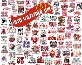 Paquete de más de 170 SVG y PNG anti-San Valentín / Clipart divertido de San Valentín XOXO / 300 DPI / Uso comercial permitido