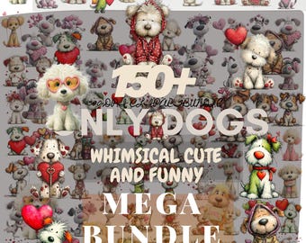 Más de 150 imágenes PNG de perros adorables y divertidos: paquete de alta resolución, adorable, único y fantástico, descarga instantánea.