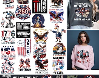 Citas del Día de la Independencia PNG / Más de 65 imágenes sublimadas del 4 de julio / Imágenes prediseñadas patrióticas / Uso comercial