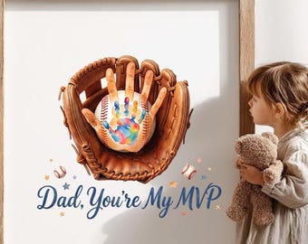 My First Catch with Dad Handprint Craft Printable | Baseball Father's Day Gift from Kids | DIY Keepsake Template | Instant Download