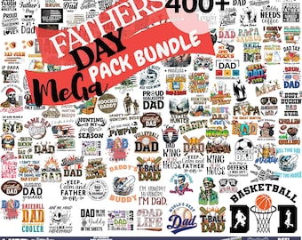 Paquete de archivos SVG para el Día del Padre / Más de 400 frases y clipart para papás (uso comercial, descarga digital)