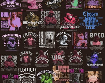 Paquete de imágenes PNG de ropa urbana, paquete de diseño de camisetas, diseño de estampados de camisetas, descarga digital de hip hop, paquete de diseño de cápsulas de camisetas, PNG urbano de moda