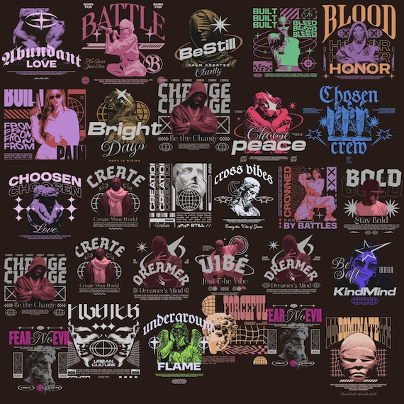 Streetwear png Bundle, Tshirt Design Bundle, T-Shirt Print Design, Hip Hop digital download, T-Shirt Pod Design Pack, Trendy Urban PNG