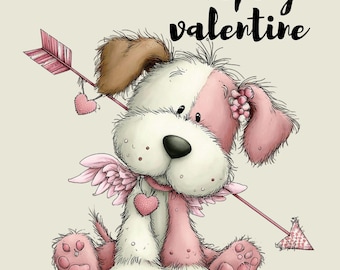 30 imágenes PNG de cachorros de San Valentín / Arte canino caprichoso (descarga digital)