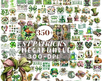 Paquete de imágenes prediseñadas del Día de San Patricio / Más de 350 imágenes PNG de la suerte irlandesa (300 ppp)