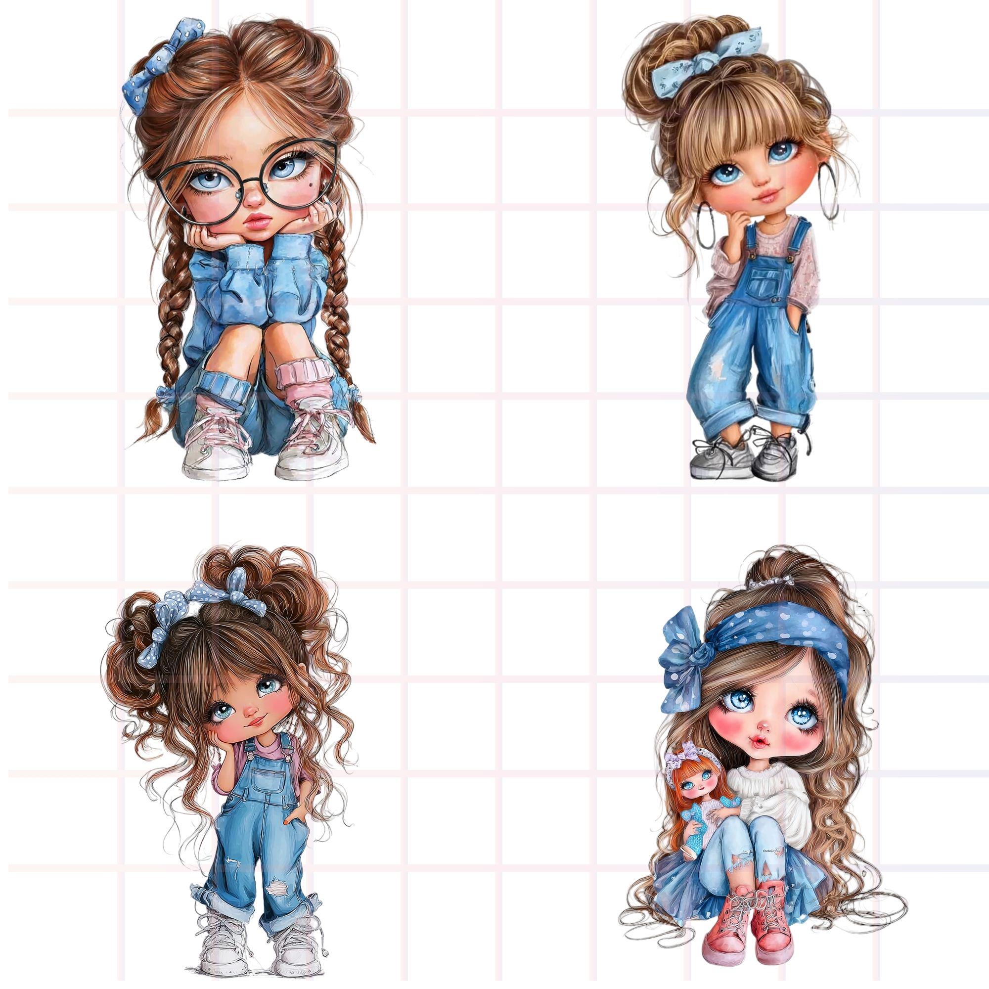 36 Cute Quirky Girl Clipart PNG Bundle | Little Girl Graphics | 300 DPI ...