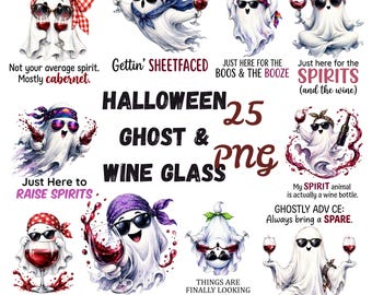 25 Premium Boo Ghost PNG Bundle | Halloween Ghost with Wine Glass Clipart | Transparent Background | High Graphics | 300 DPI CLIPART