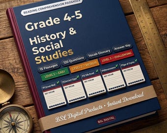 Schede di comprensione del testo per la classe quarta e quinta: Storia, Studi sociali / 15 brani, Vocabolario, Glossario, Soluzioni / PDF stampabile