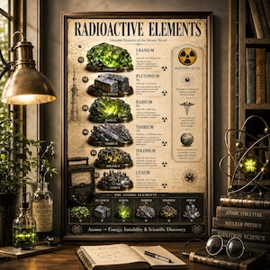 Radioactive Elements Poster | Chemistry and Physics Reference Chart | Science Classroom Poster | Educator Resource | Instant Download