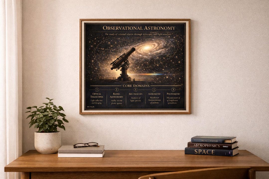 Vintage Astronomy Poster – Telescope & Star Chart, Science Wall Art (A4 ...