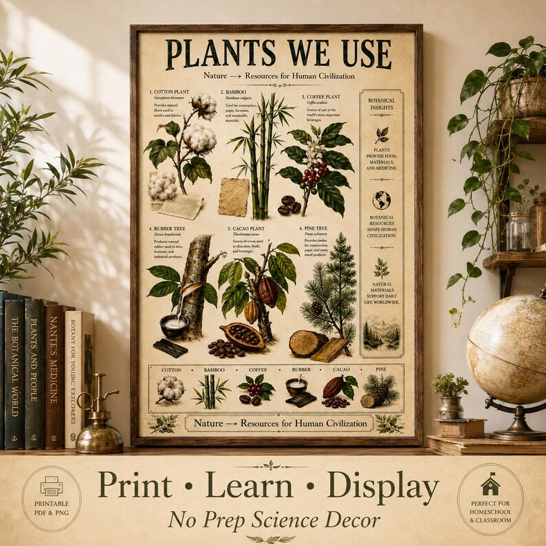 Plants We Use Poster | Economic Botany Reference Chart | Plant Biology ...