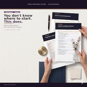 葬儀プログラム｜死亡チェックリスト（印刷可能なPDF）｜誰かが亡くなった時の対処法｜葬儀プランニングキット｜即時ダウンロード｜緊急用バインダー