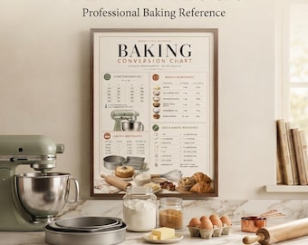 Baking Conversion Chart Poster | Kitchen Measurement Reference (A4 Instant Download)