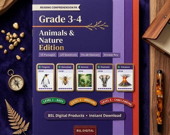 Schede di comprensione del testo per la terza e quarta elementare: Animali e natura / 15 brani, vocabolario, glossario, soluzioni / PDF stampabile