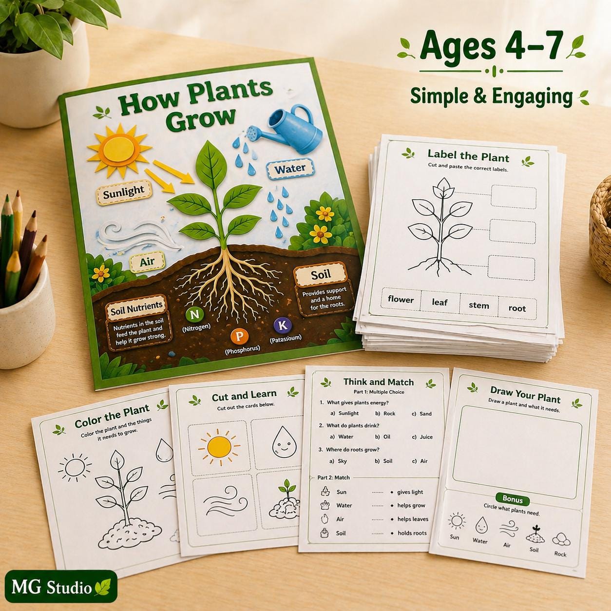 How Plants Grow Poster & Worksheets | Kids Science Activity (digital ...